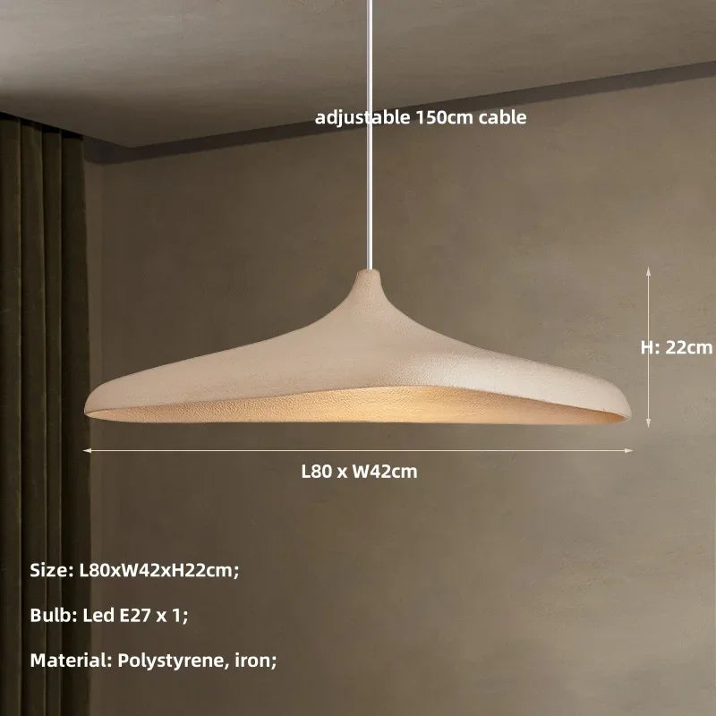 Suspension chapeau organique 80cm dimensions japandi E27 – Atelier Fancy Light