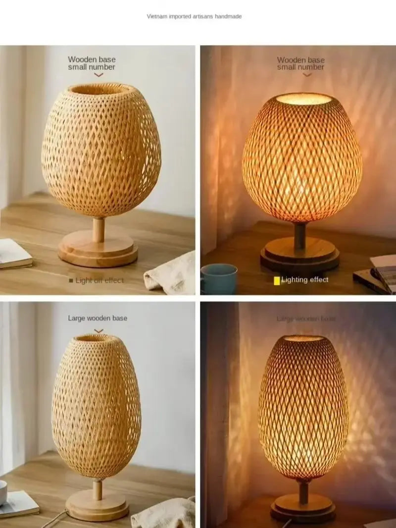Woven bamboo table lamp small large base light on off comparatif japandi artisan – Atelier Fancy Light