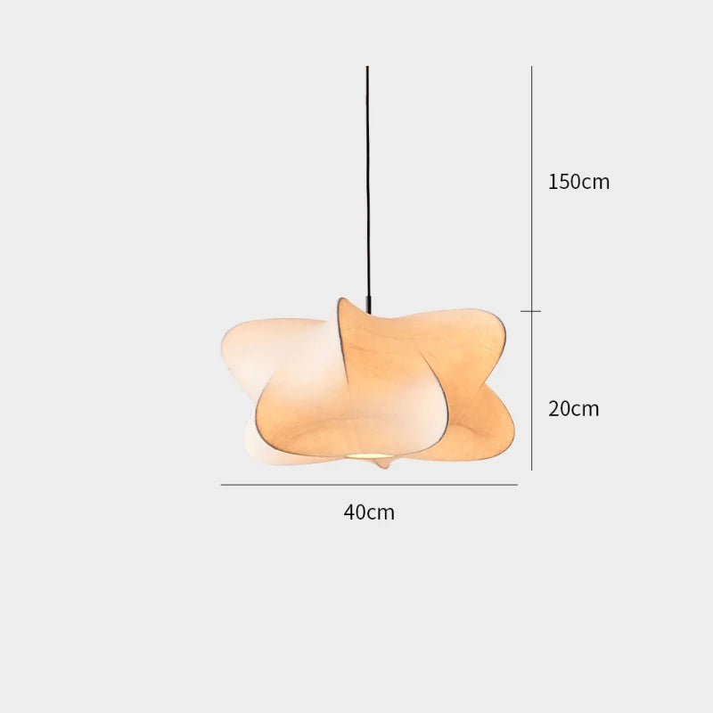 Suspension nuage soie Ø40cm H20cm câble 150cm ajustable wabi-sabi E27 – Atelier Fancy Light