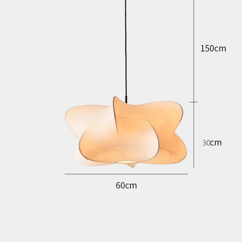 Suspension nuage soie Ø60cm H30cm câble 150cm ajustable grande taille wabi-sabi – Atelier Fancy Light
