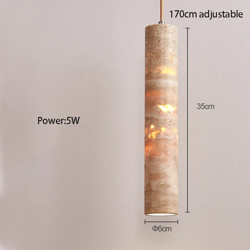 Suspension travertin pierre naturelle H35cm dimensions câble ajustable G9 CE RoHS – Atelier Fancy Light