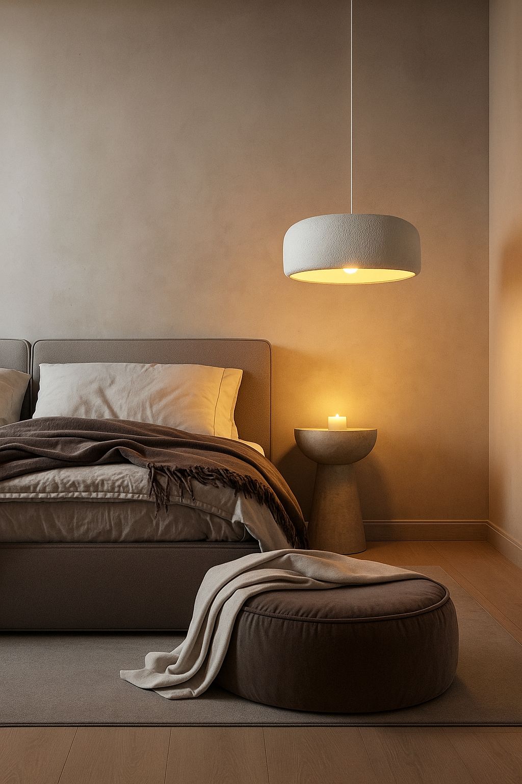 Suspension tambour stuc texturé chambre lumière cercle ambré 2700K wabi-sabi E27 – Atelier Fancy Light