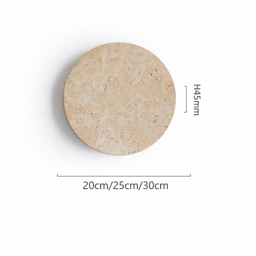 Applique murale travertin Ø20 25 30cm pierre naturelle Wabi-Sabi épaisseur 45mm – Atelier Fancy Light