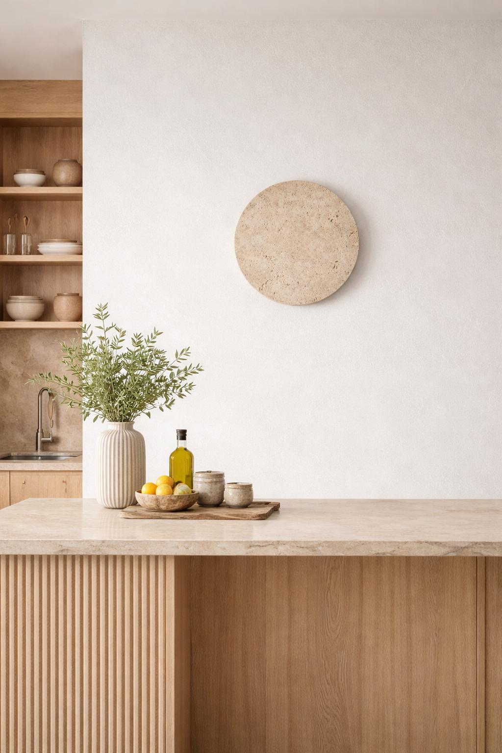 Applique murale pierre travertin cuisine Wabi-Sabi décoration minérale halo discret – Atelier Fancy Light