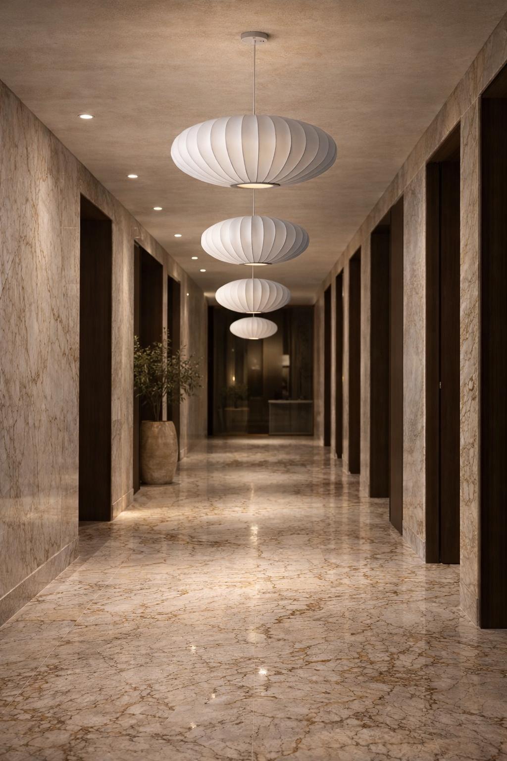 Ribbed silk pendant lights series hallway luxury Wabi-Sabi corridor lighting – Atelier Fancy Light