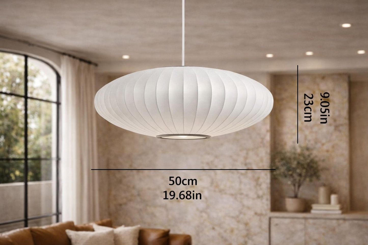 Silk fabric pendant lamp Ø50cm living room sculptural Wabi-Sabi statement piece – Atelier Fancy Light