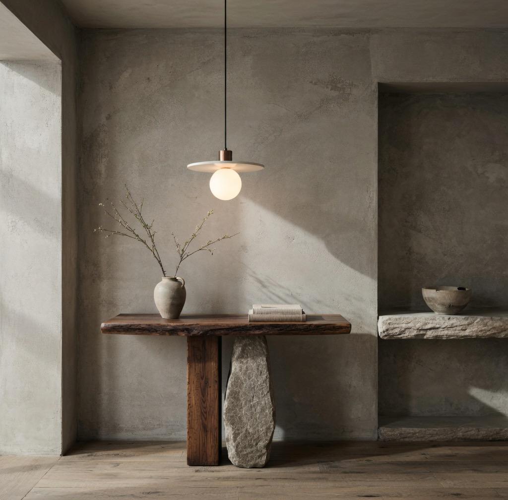 Suspension Marbre Globe Opalin Wabi-Sabi Japandi 30cm